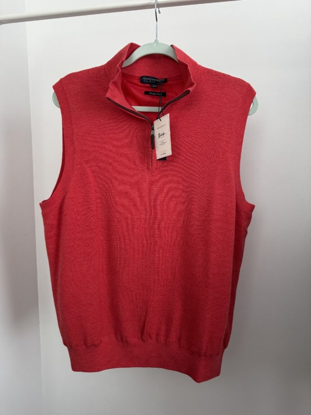 Fairway & Greene Golf Vest Men's Medium Green Zegna Merino Wool Full Zip NWT